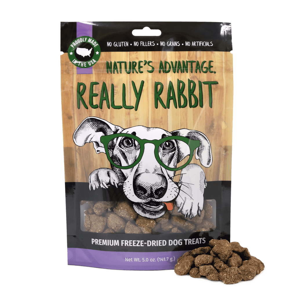 Rabbit Dog Treats, rabbit dog food, rabbit meat for dogs - Bag and Product